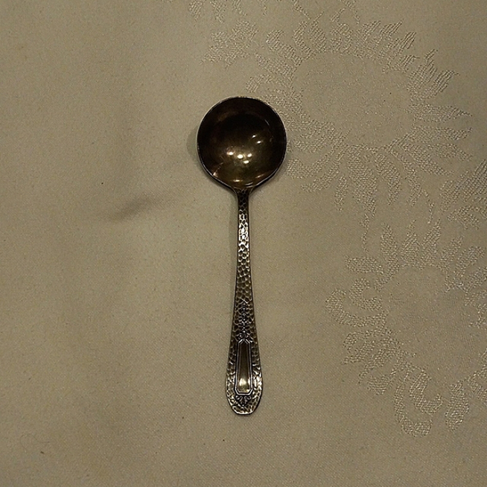 S.E.B Silver Plated Hammered Soup Spoon